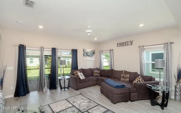 a living room with furniture
