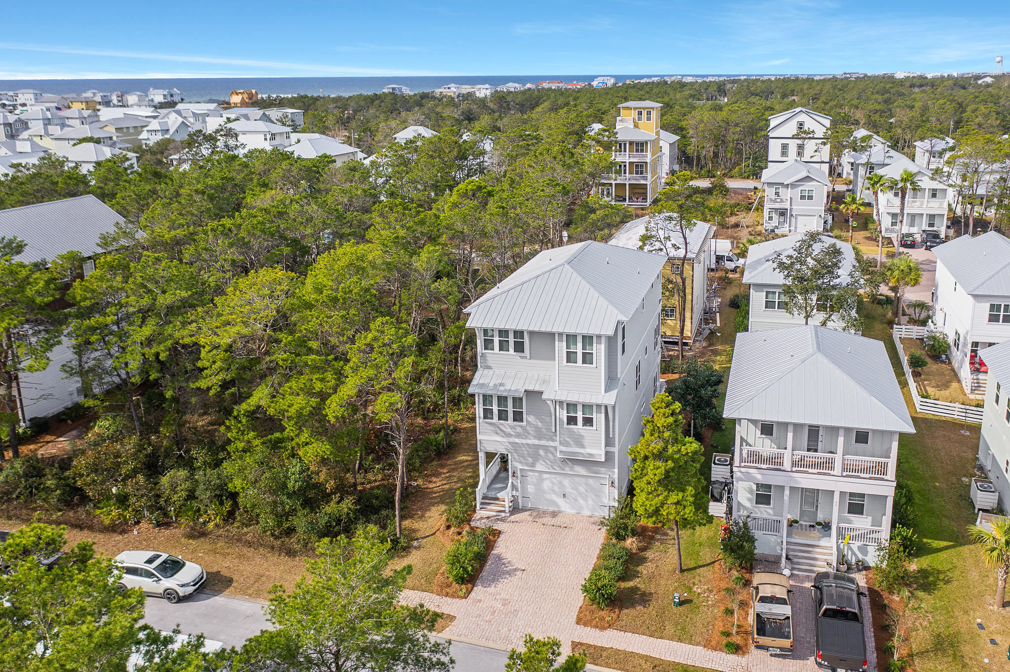 an aerial view of multiple house