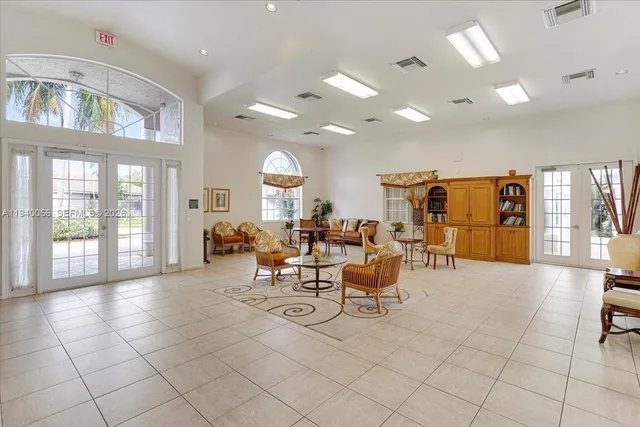 a picture of a bench in a white building