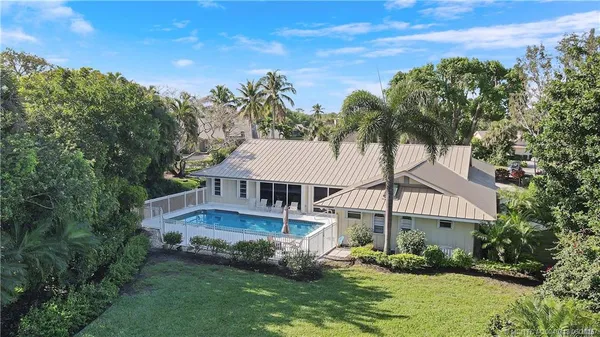 an aerial view of a house