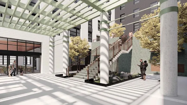 a view of a pathway of a building