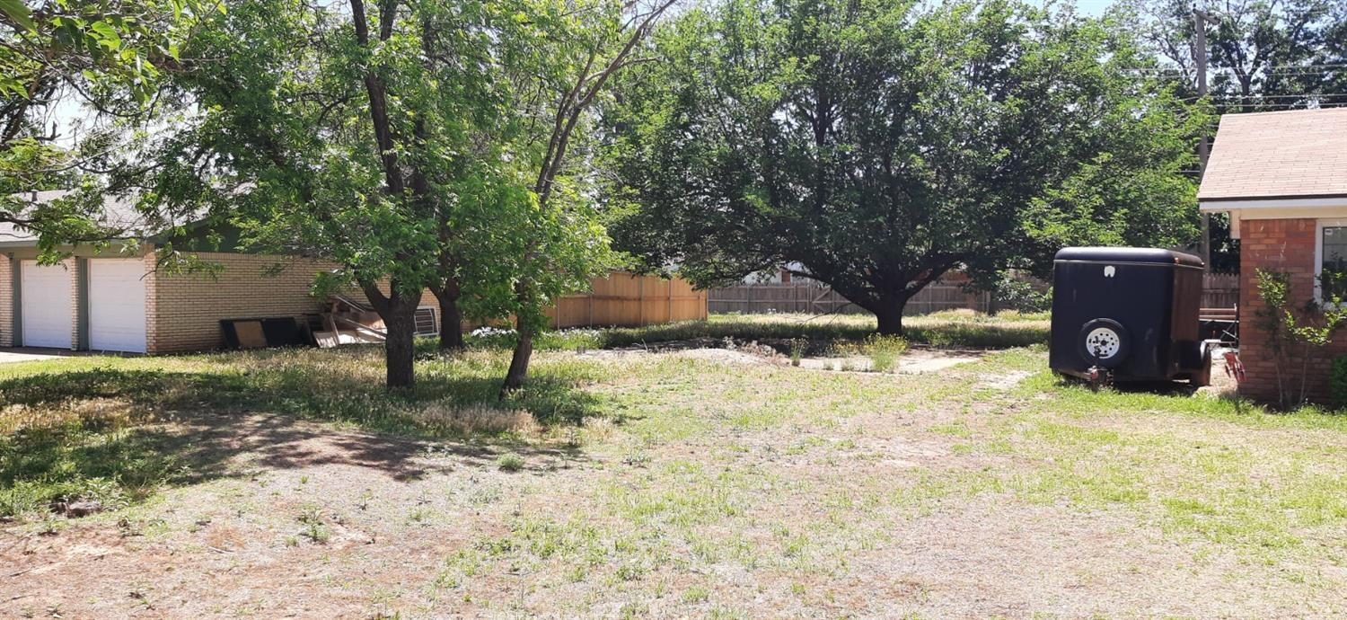 a view of a backyard with trees
