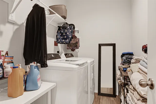 a utility room with dryer and washer