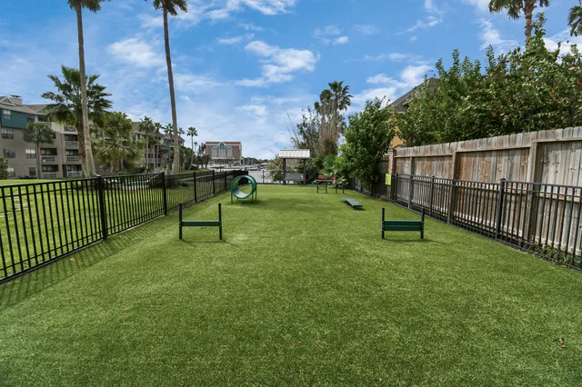a view of a garden with a lake
