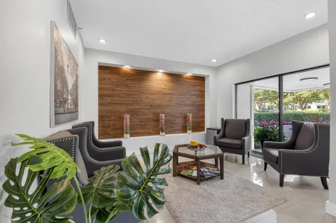an aerial view of a house with a garden