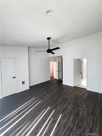 a view of an empty walk in closet