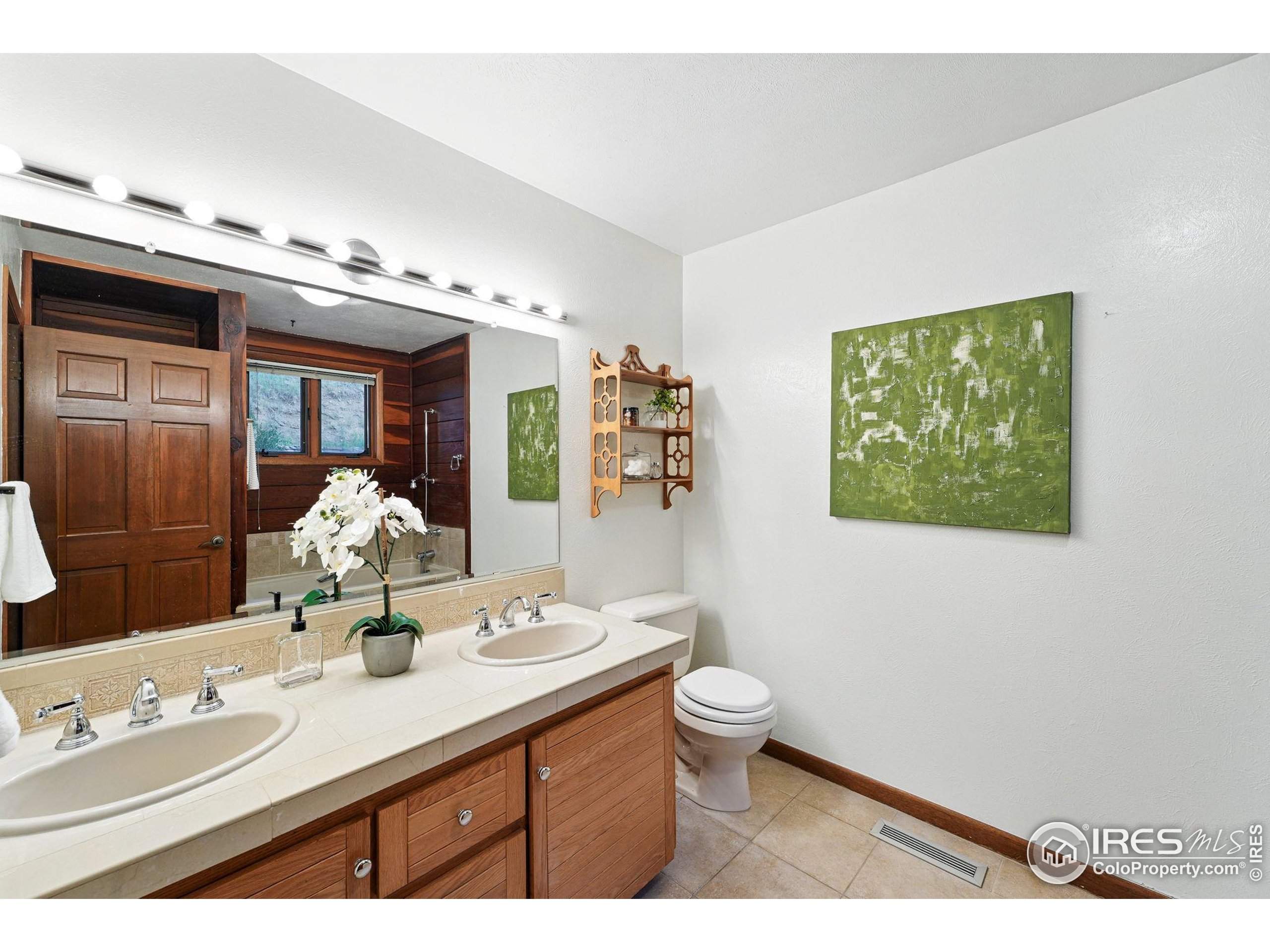 1101 Peakview Circle Boulder, CO 80302 - Photo 21 of 37 a bathroom with a toilet sink and mirror