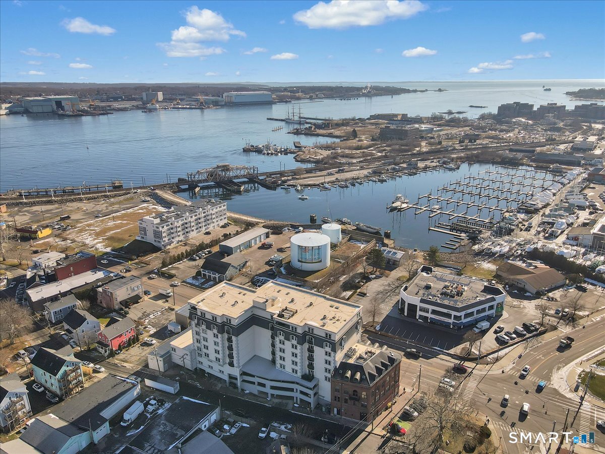 461 Bank Street, Unit 606 New London, CT 06320 - Photo 31 of 35 an aerial view of a building with ocean view