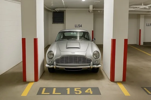 a car parked in front of a building