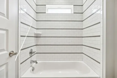 a bathroom with a bathtub