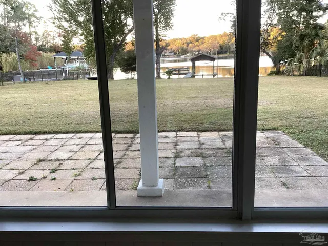 a view of a yard from a window