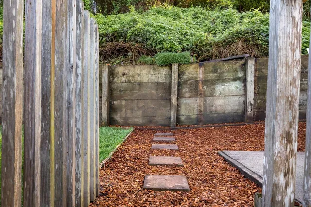 a view of a wooden door
