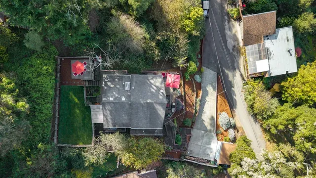 an aerial view of a house