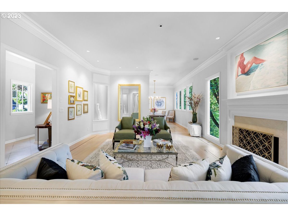 554 Southwest 48th Drive Portland, OR 97221 - Photo 6 of 48 a living room with furniture and a fireplace