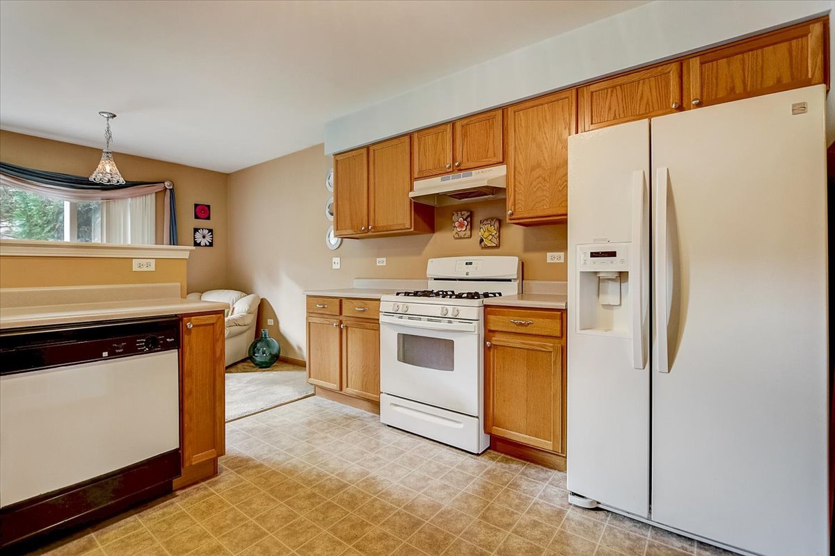63 Rolling Oaks Road, Unit B Sugar Grove, IL 60554 - Photo 9 of 23 a kitchen with stainless steel appliances a stove a refrigerator and a sink