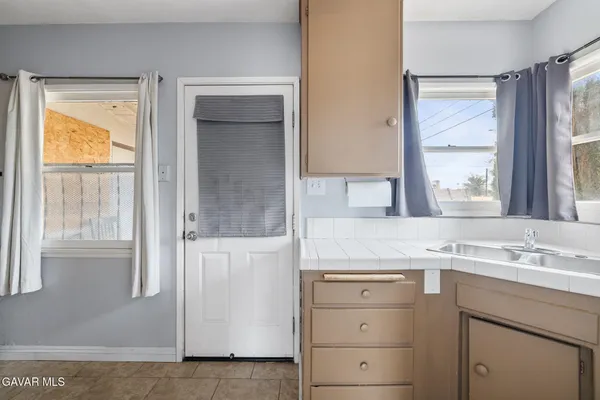 a sink with a window