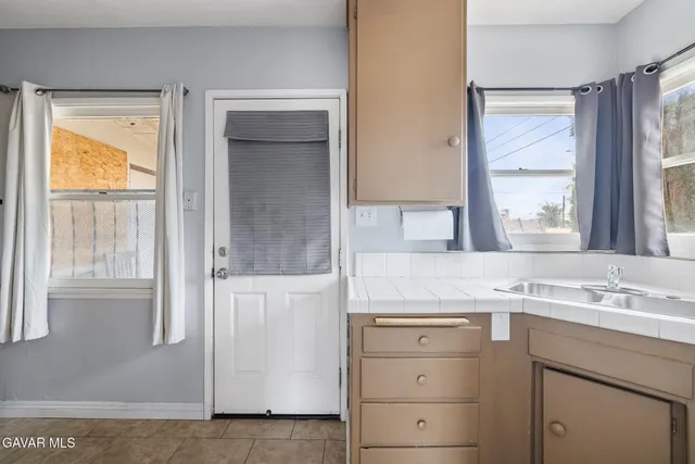 a sink with a window