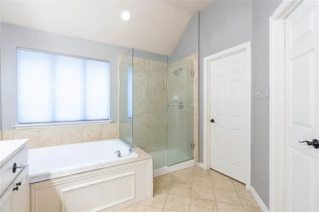 a bathroom with a tub a sink and a shower