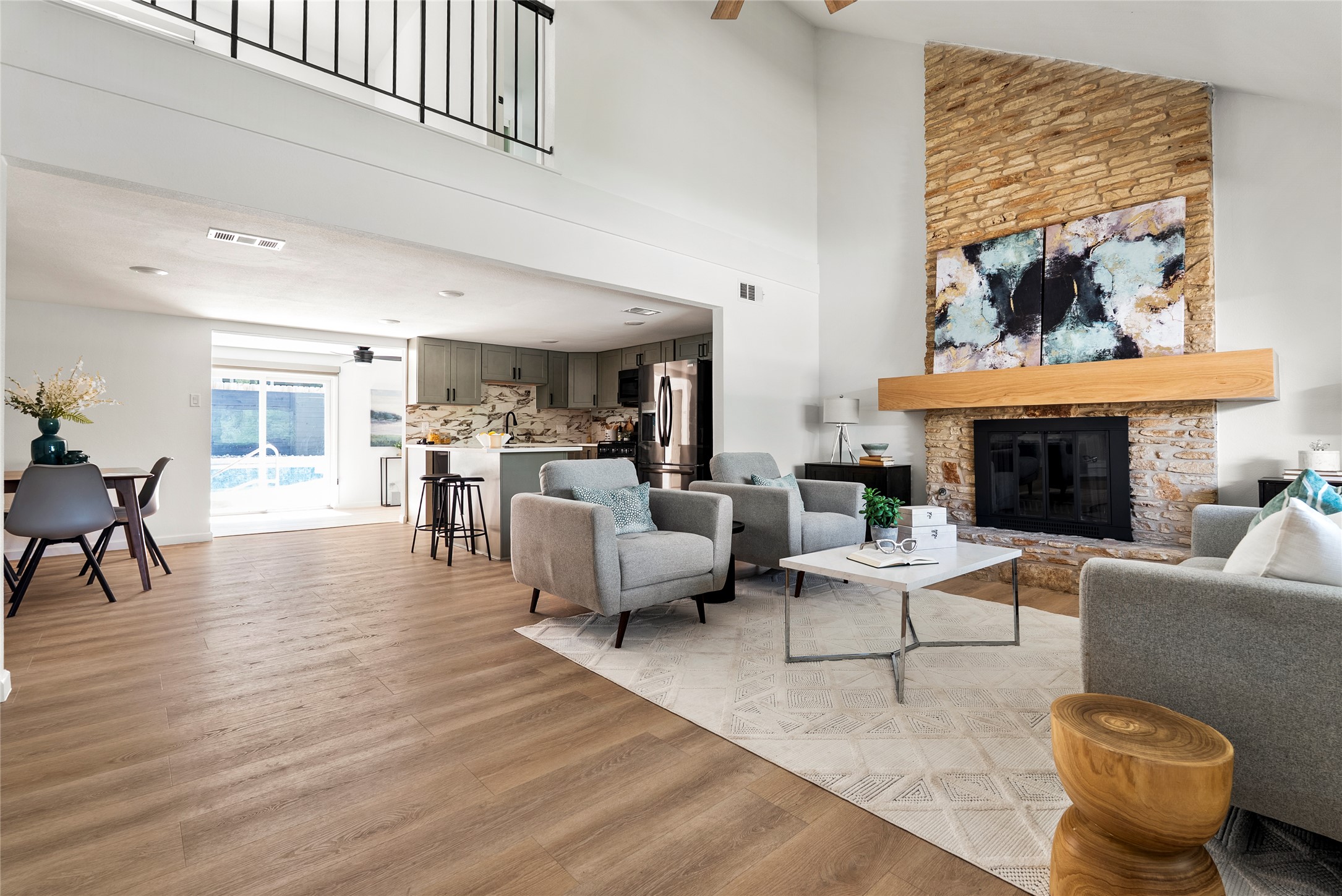 507 West Dittmar Road Austin, TX 78745 - Photo 18 of 40 a living room with furniture and a fireplace