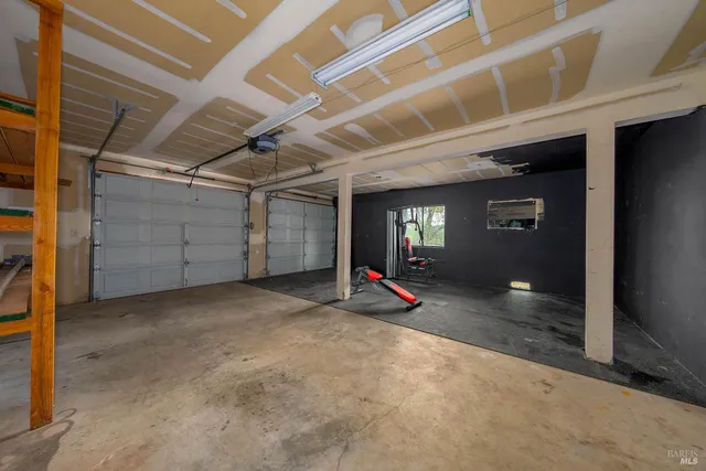 a view of a room with garage