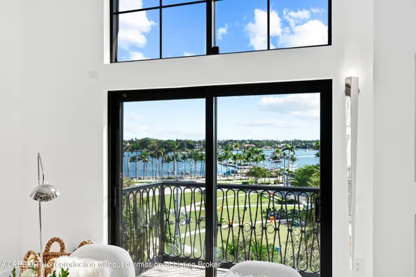 a balcony view with a couch