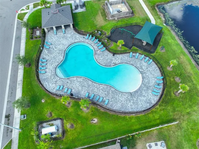 an aerial view of a house