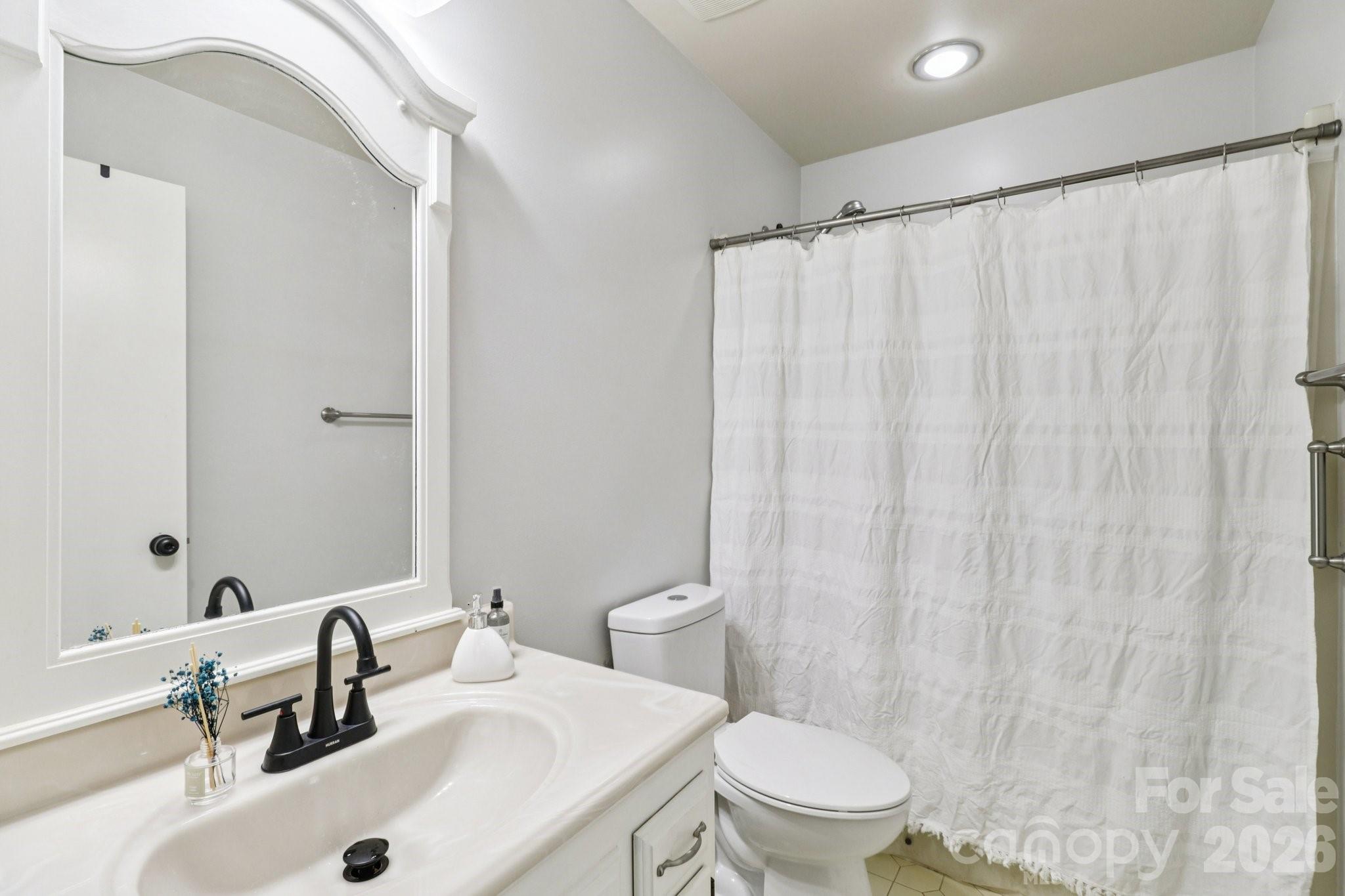 5483 Valley Run Street Hickory, NC 28601 - Photo 29 of 48 a bathroom with a sink a toilet and shower curtain