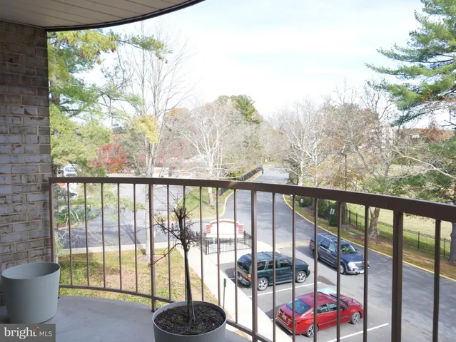 a view of wooden balcony