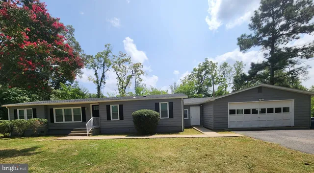 a view of a house with backyard and a tree