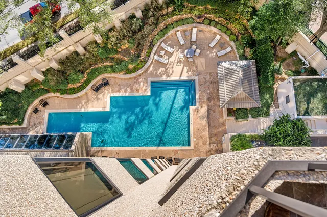 a view of an outdoor space with swimming pool
