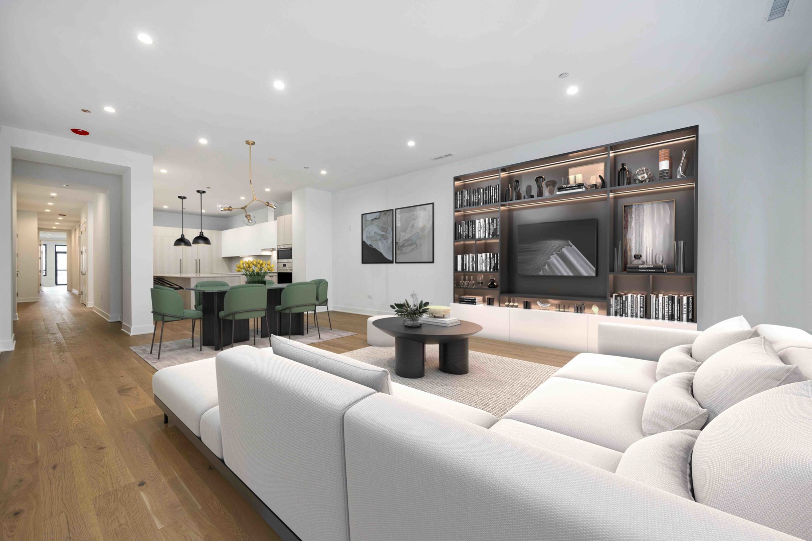 313 South Racine Avenue, Unit PHB Chicago, IL 60607 - Photo 7 of 30 a living room with furniture and a fireplace