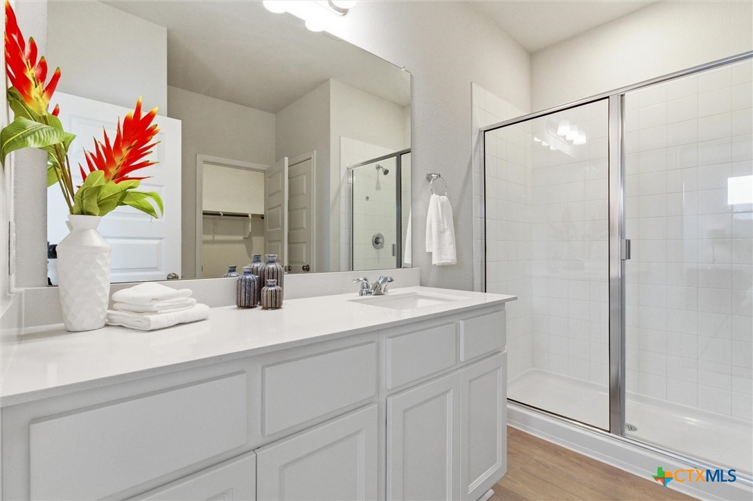 149 Cutleaf, Unit 31 San Marcos, TX 78666 - Photo 13 of 26 a bathroom with a sink and a mirror