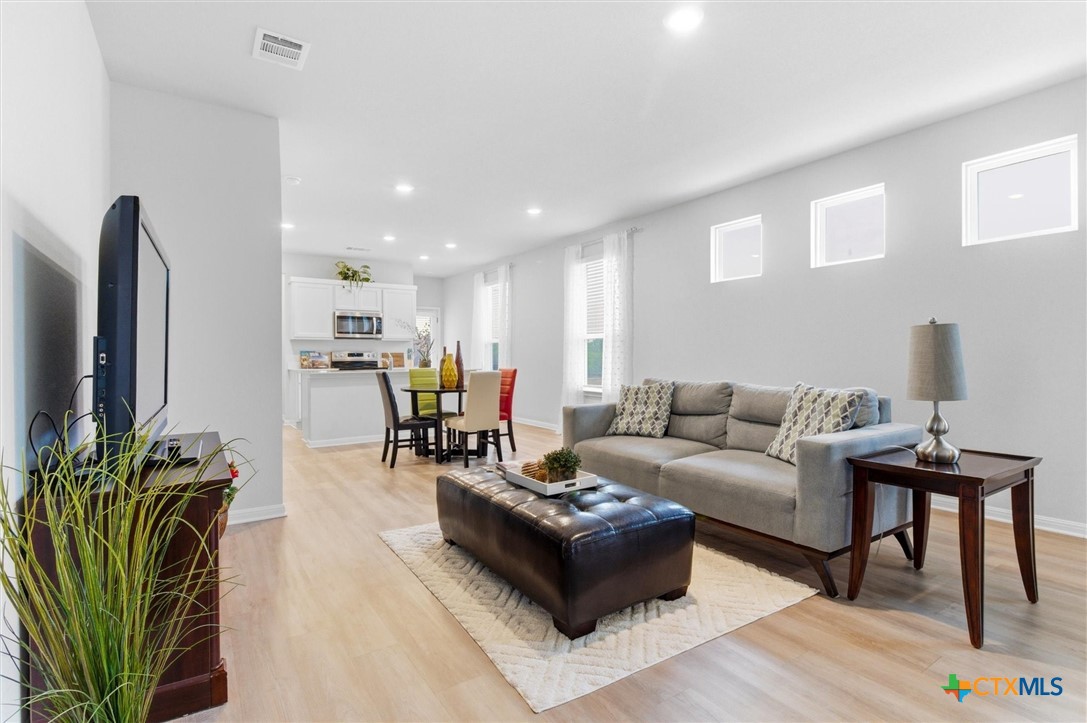 149 Cutleaf, Unit 31 San Marcos, TX 78666 - Photo 6 of 26 a living room with furniture kitchen view and a potted plant