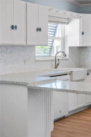 a view of white cabinets