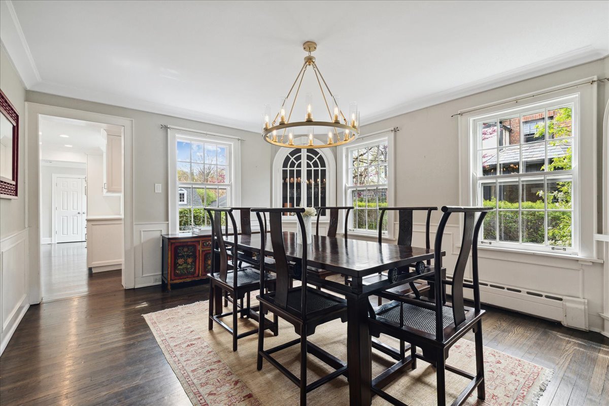 230 Oxford Road Kenilworth, IL 60043 - Photo 12 of 54 a view of a a dining room with furniture window and wooden floor