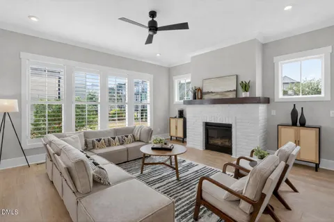 a living room with furniture