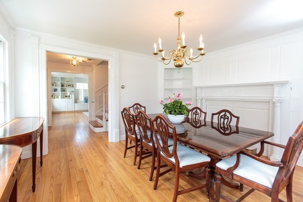 6 Bay State Road Wellesley, MA 02481 - Photo 11 of 18 a dining room with furniture potted plants and wooden floor