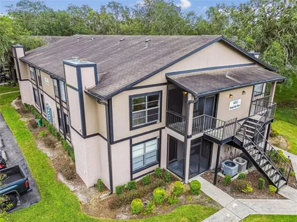 an aerial view of a house