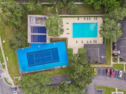 an aerial view of a city