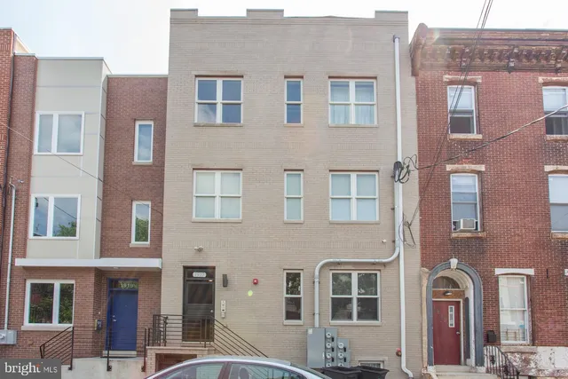 a front view of a building