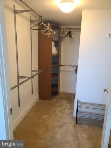 a view of an empty walk in closet