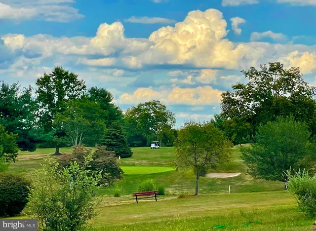 a view of a golf course with a lake