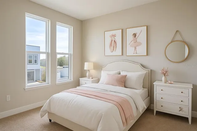 an empty room with windows