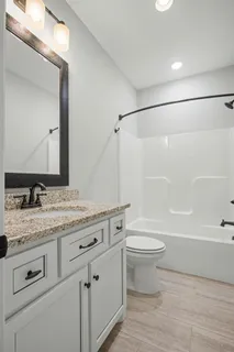 a bathroom with a bathtub