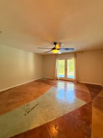 a view of a room with racks on the wall
