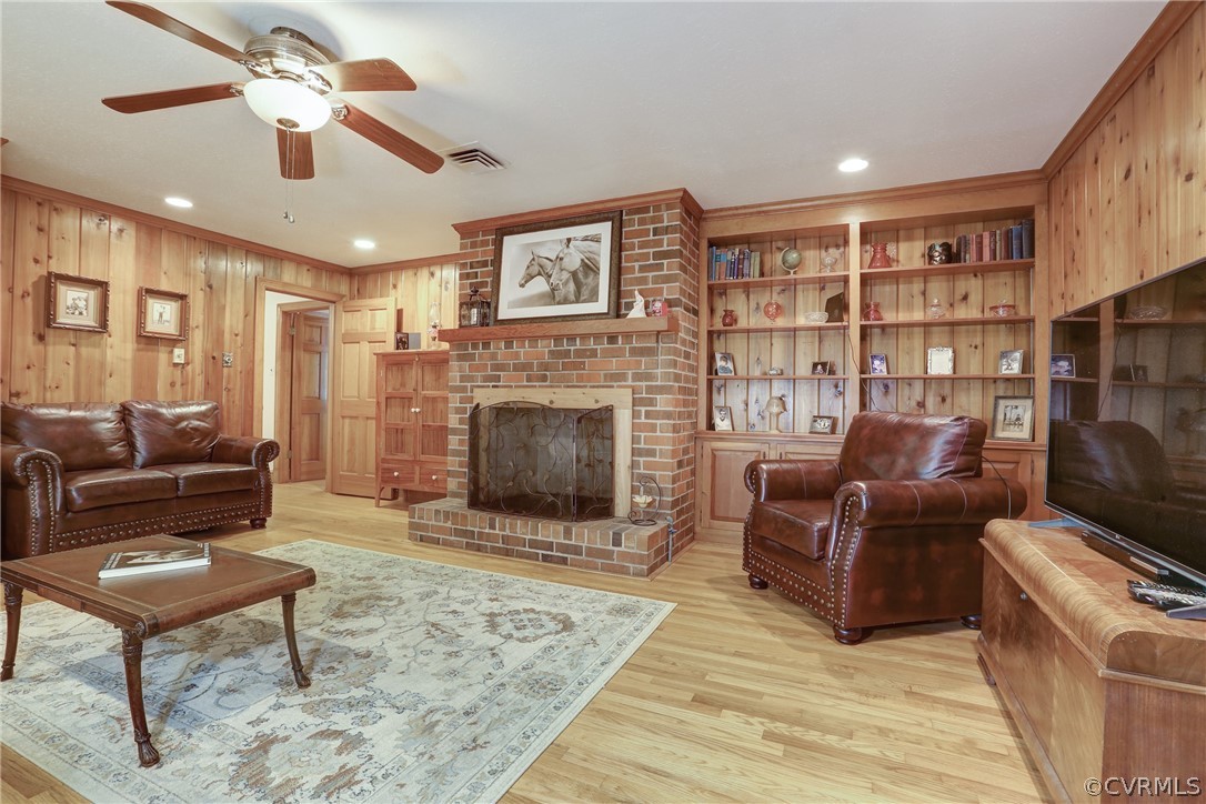 7401 Old Roxbury Road Quinton, VA 23141 - Photo 4 of 32 Brick Fireplace with Custom Built In Cabinetry