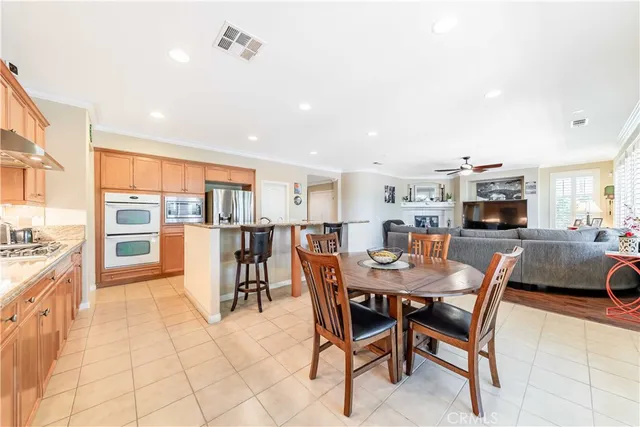 a view of a dining area with furniture