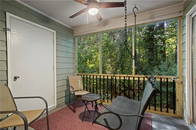 a view of a chair in a balcony