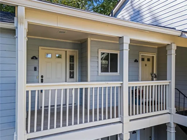 a view of a brick house with a window