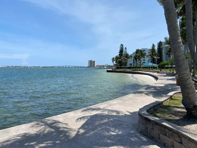 a view of a lake with a big yard